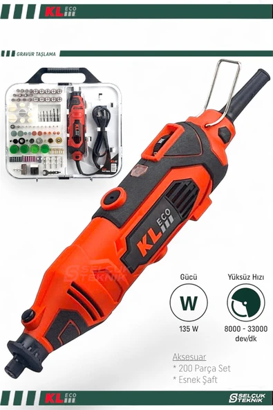 KE135GT 200 Parça Gravür Taşlama Seti KLECO ürün görseli 1