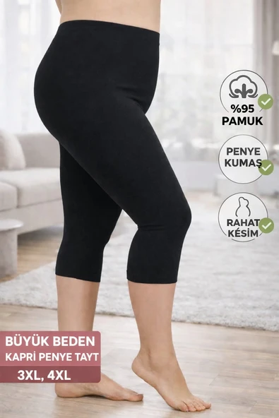 BÜYÜK BEDEN AĞLI KAPRİ PENYE TAYT(EXTRA BÜYÜK BEDEN) RAHAT KALİP, YÜKSEK BEL. ürün görseli 1