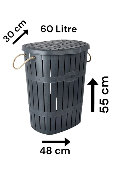 Bambu Halatlı Kirli Çamaşır Sepeti 60 Litre ürün görseli 1