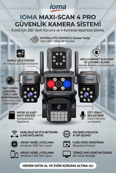 4 Kameralı Wifi - MAXI Scan Pro  - Çakarlı - 64 Kanal VMS Kablosuz Kamera ürün görseli 1