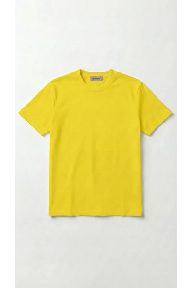 Unisex Düz Renk Bisiklet Yaka Basic Tişört - Resim 4