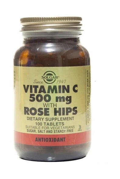 Solgar Vitamin C 500 Mg Rose Hips 100 Tablet 033984023802 ürün görseli 1
