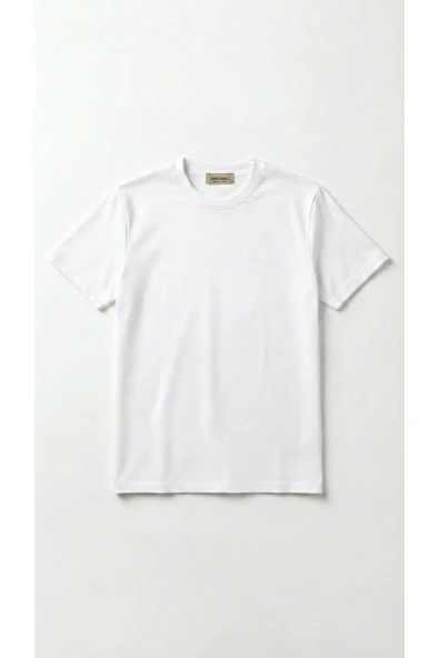 Unisex Düz Renk Bisiklet Yaka Basic Tişört - Resim 2