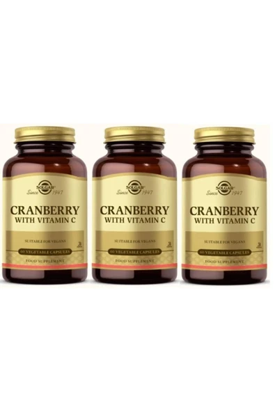 Solgar Cranberry Extract With Vitamin C 60 Kapsül 3 Adet ürün görseli 1