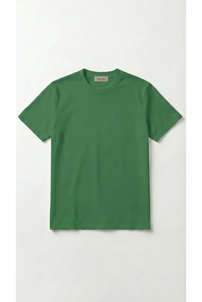 Unisex Düz Renk Bisiklet Yaka Basic Tişört - Resim 5