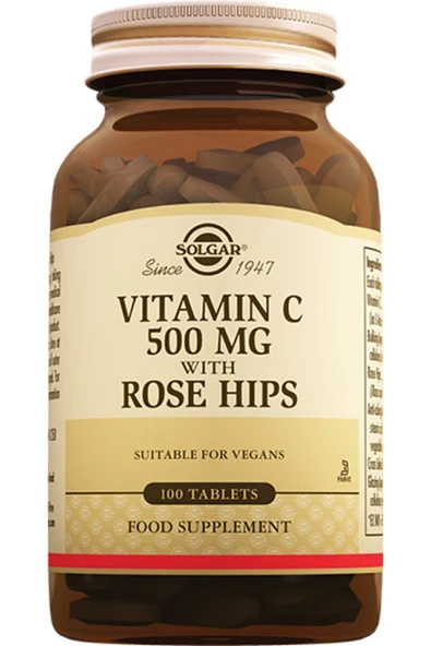 Solgar Vitamin C With Rose Hips 500 mg 100 Tablet ürün görseli 1