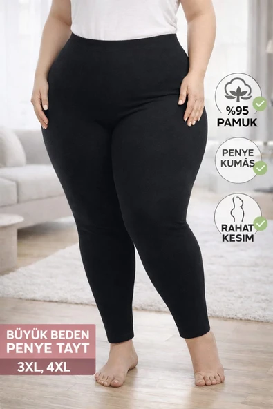 BÜYÜK BEDEN AĞLI PENYE TAYT (EXTRA BÜYÜK BEDEN), RAHAT KALIP,YÜKSEK BEL. ürün görseli 1