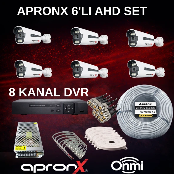 6’LI AHD Mikrofonlu ve Geniş Açılı Güvenlik Kamera Seti ürün görseli 1