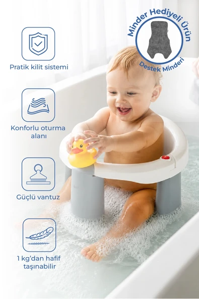 Babyjem Önden Açılır Banyo ve Mama Oturağı ve Hediye Minderli - 2 ' Li Set Kum Beji ürün görseli 1
