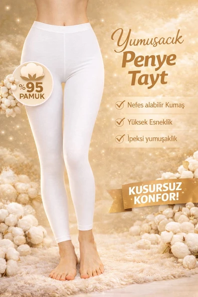Beyaz Rahat Kalıp Ağlı Penye Tayt ürün görseli 1