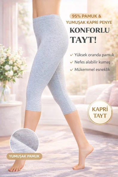 RAHAT KALIP YÜKSEK BEL AĞLI KAPRİ GRİ PENYE TAYT ürün görseli 1