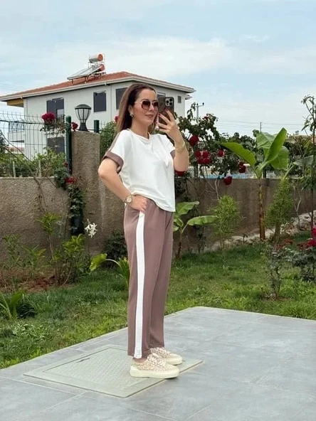 Kadın Modal Dokulu Kumaş Yanı şeritli Takım ürün görseli 1