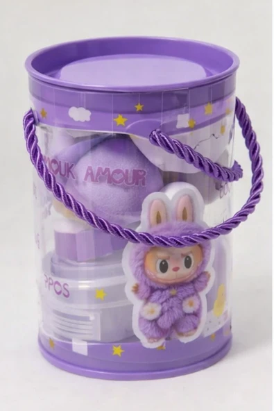 Amour Labubu Serisi 8 Parça Makyaj Sünger Seti ve Kirpik Kıvırıcı - Mor/Lila Kova Model ürün görseli 1