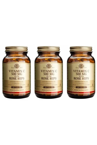 Solgar Vitamin C With Rose Hips 500 Mg 100 Tablet 3 Adet ürün görseli 1