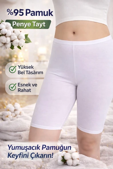 RAHAT KALIP AĞLI BEYAZ KISA TAYT ürün görseli 1