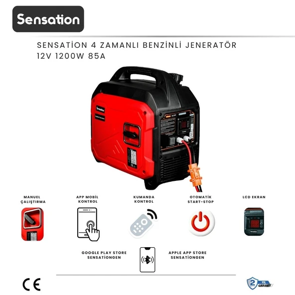 Sensation 12 Volt Dc 4 Zamanlı Jeneratör (1200W 85A) Otomatik Akü Şarj Özellikli (Karavan,Tekne) ürün görseli 1