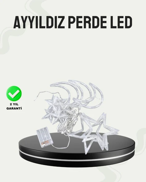 Prizli Yıldız Ay Perde LED Işık Ev ve Organizasyon Dekoru ürün görseli 1