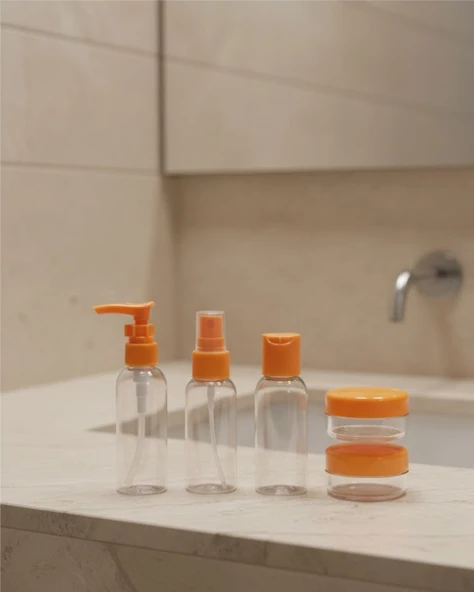 30 ml 5’li Seyahat Şişesi Seti Çantalı Kozmetik Organizer ürün görseli 1