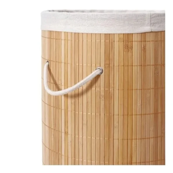 DecoHandy Yuvarlak Bambu Kirli Sepeti - Resim 2