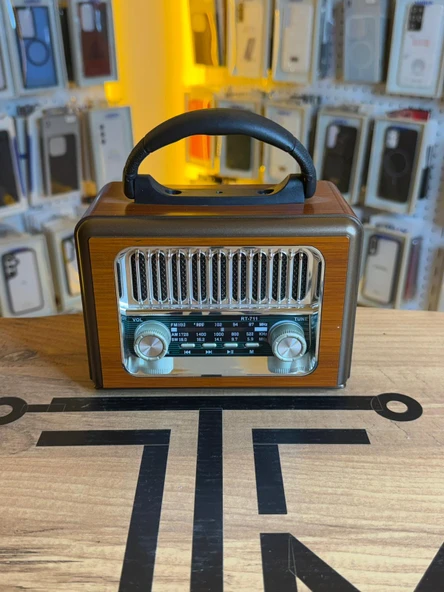 Krom Izgaralı Mini Nostaljik Radyo Bluetoothlu Hoparlör Dekoratif Müzik Kutusu ürün görseli 1