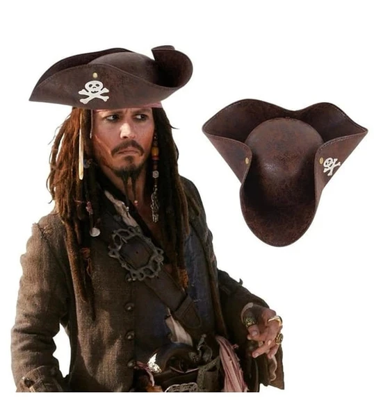 Kaptan Jack Korsan Şapkası Vinleks Deri Denizci Korsan Şapkası mirSM0010K-SMR-G070 ürün görseli 1