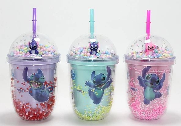 Stitch Figürlü Pipetli Kapaklı Kupa Bardak Alk5110 mirKH002K-ALK5110 ürün görseli 1