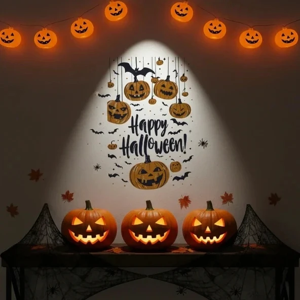 Halloween Temalı Balkabaklı Duvar Sticker Seti ürün görseli 1