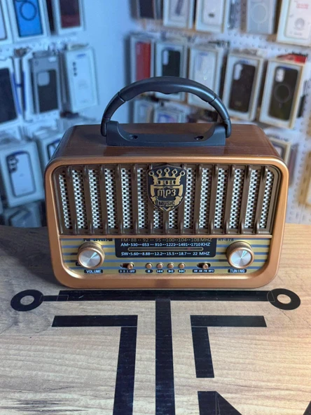 Eski Tip Görünümlü Yeni Nesil Şarjlı Radyo Bluetooth USB TF Kart ürün görseli 1