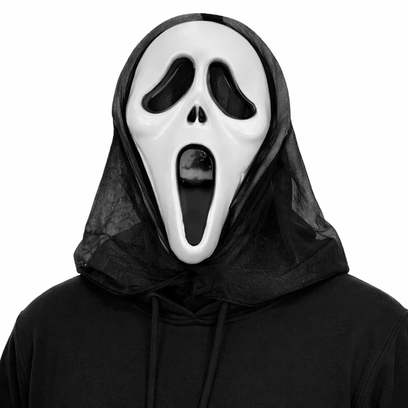 Kapşonlu Çığlık Maskesi Scream Maskesi - Hayalet Maskesi 33x21 Cm mirSM0010K-SMRG022 ürün görseli 1