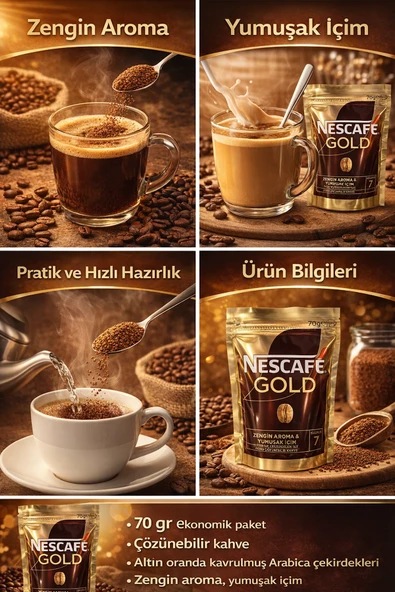 Nescafe Gold 70 gr Çözünebilir Kahve - Resim 2