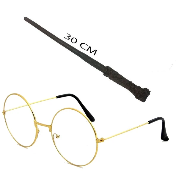 Harry Potter Asası 30 Cm Ve Metal Harry Potter Gözlüğü mirSM0010K-SMR-D001-B015-D261 ürün görseli 1