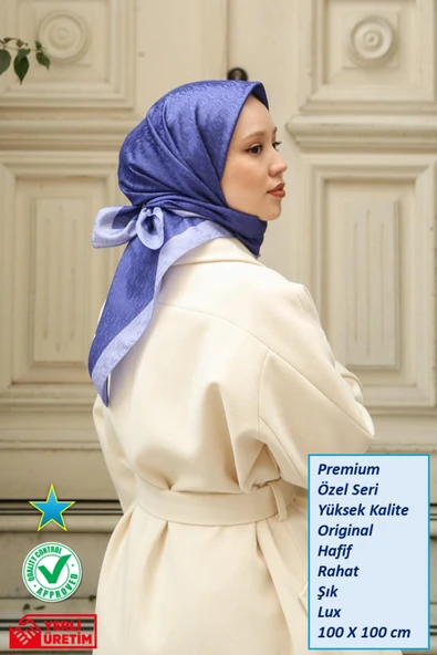 Eşarp - Premium Lux Original Monogram Eşarp (İpek Vual, Yüksek Kalite, Hafif, Rahat, Şık, Scarf) ürün görseli 1