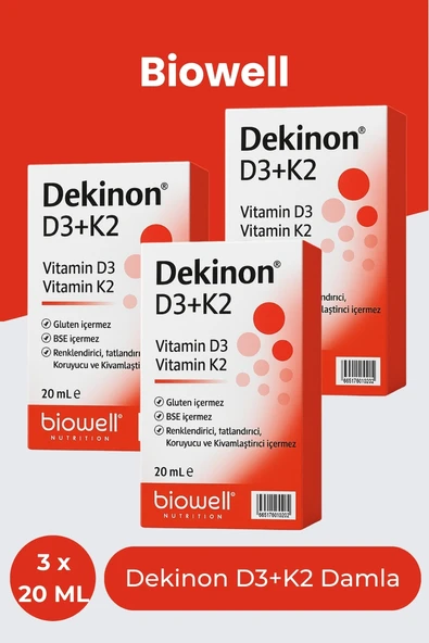 Biowell Dekinon D3K2 Damla 20 ml x 3 Adet ürün görseli 1