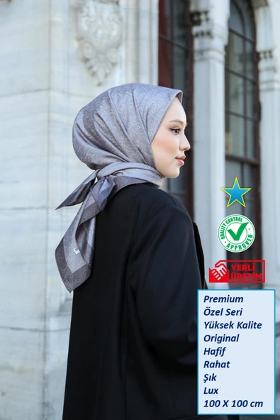 Eşarp - Premium Lux Original Monogram Eşarp (İpek Vual, Yüksek Kalite, Hafif, Rahat, Şık, Scarf) ürün görseli 1