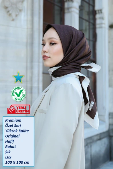 Eşarp - Premium Lux Original Monogram Eşarp (İpek Vual, Yüksek Kalite, Hafif, Rahat, Şık, Scarf) ürün görseli 1
