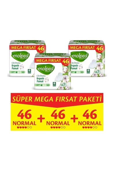 Molped Normal  Pure Soft Hijyenik Ped Süper Mega Paket 46 Lı X 3 Adett ürün görseli 1