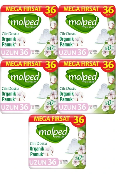 Molped Uzun Pure&soft Hijyenik Ped180 (5PK*36) Adet Mega Pk ürün görseli 1