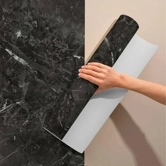 Siyah Mermer Desenli Yapışkanlı Kaplama Kağıdı 5 Metre ürün görseli 1