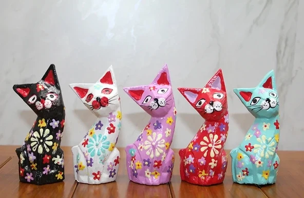 Ahşap 5'li Kedi Seti Model 2 ürün görseli 1