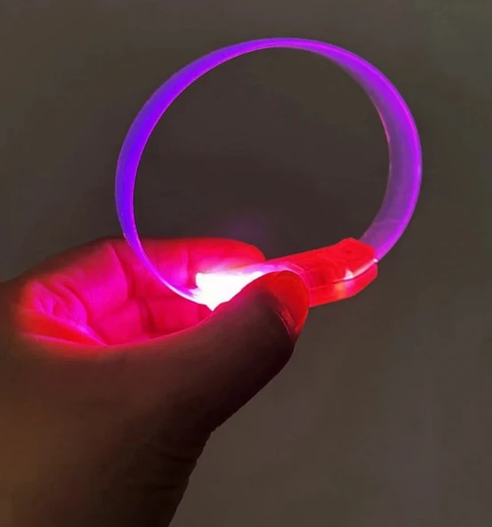 3 Modlu Pilli LED Işıklı Esnek Parti Bilekliği Pembe ürün görseli 1