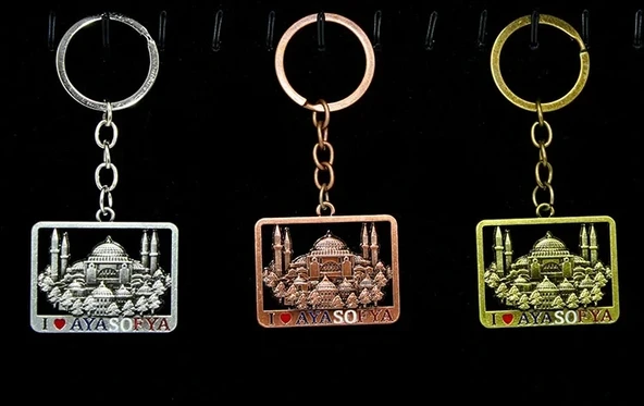 Metal Ayasofya Anahtarlık Kare Tasarım ürün görseli 1