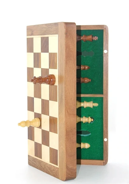 Mıknatıs Taşlı Ahşap Katlanabilir Kutulu Satranç Oyunu 35 Cm ürün görseli 1