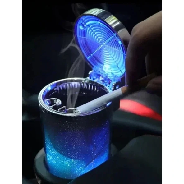 Araç İçi Oto Kokusuz Küllük RGB Işıklı Kapaklı ürün görseli 1