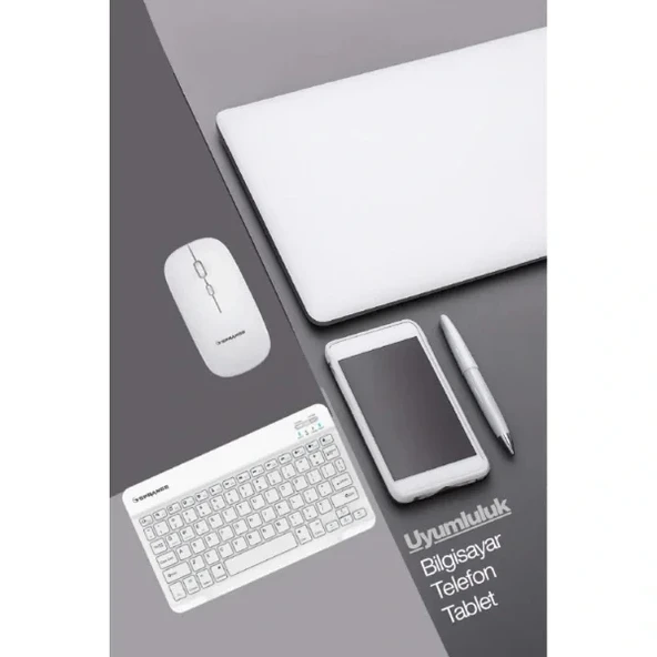 Beyaz Kablosuz Klavye Ve Mouse Seti - Resim 5