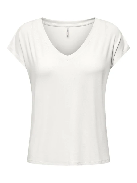 Only   ONLRILLA S/S V-NECK TOP JRS Kadın Beyaz T-Shirt - 15315776 ürün görseli 1