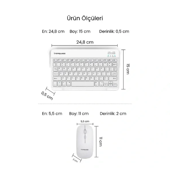 Beyaz Kablosuz Klavye Ve Mouse Seti - Resim 3