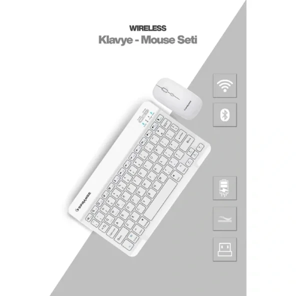 Beyaz Kablosuz Klavye Ve Mouse Seti ürün görseli 1