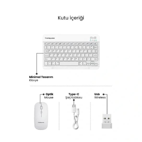 Beyaz Kablosuz Klavye Ve Mouse Seti - Resim 4