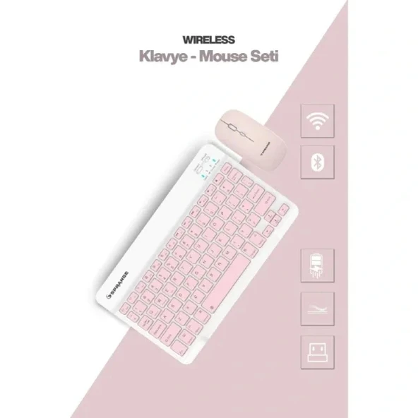 Pembe Kablosuz Klavye Ve Mouse Seti ürün görseli 1