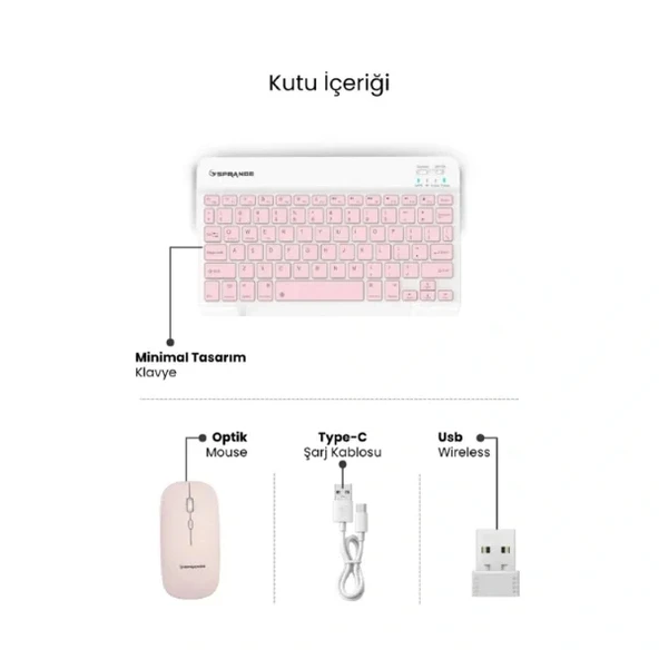 Pembe Kablosuz Klavye Ve Mouse Seti - Resim 4